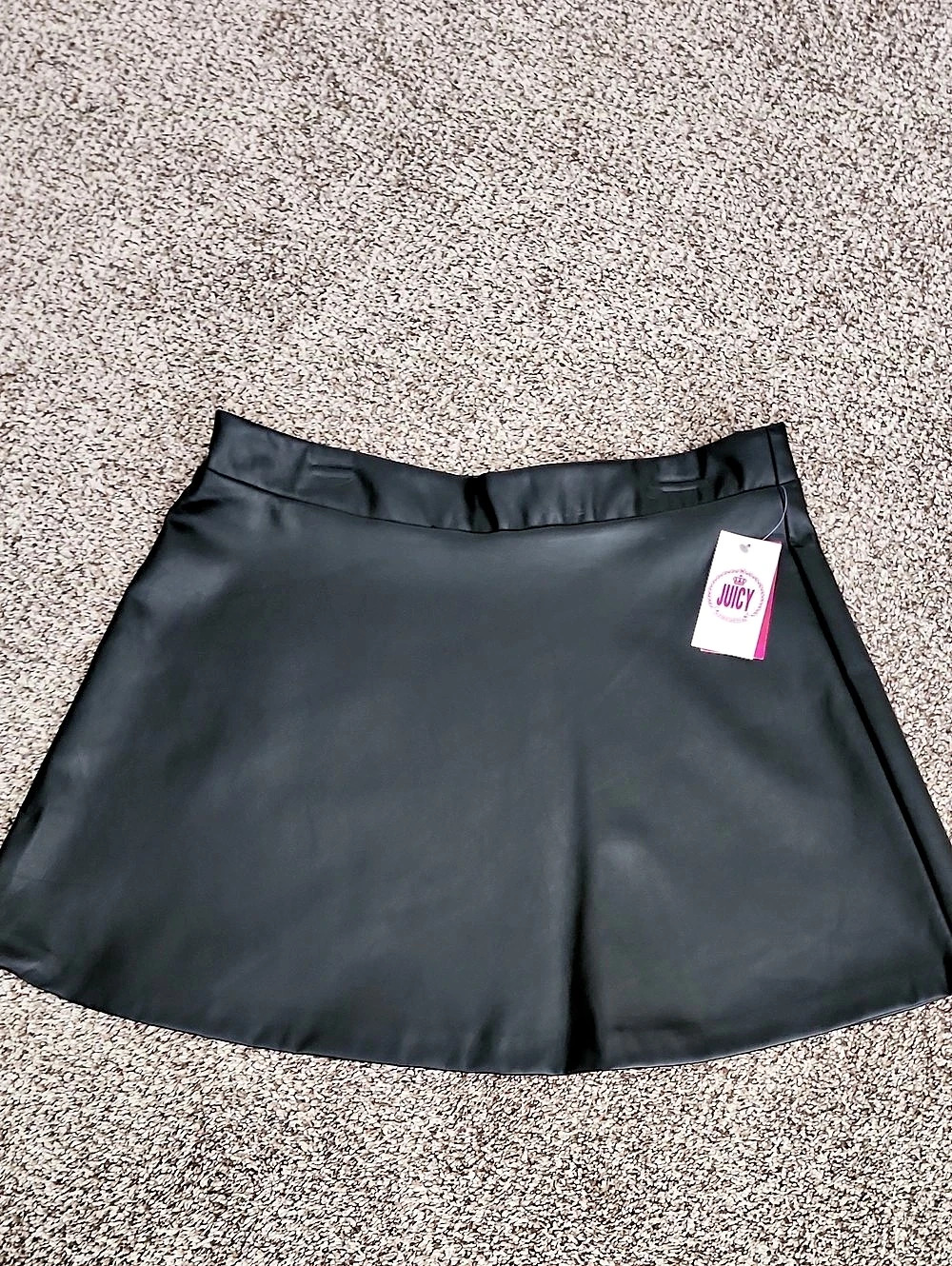 Juicy Couture Faux Leather Mini Skirt, Black,Size XL NWT